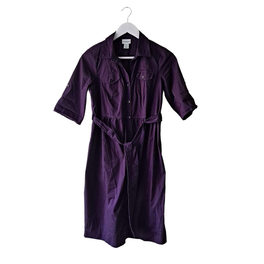 Motherhood Maternity Purple Short Sleeve Button Down / Shirt Dress - Size S
